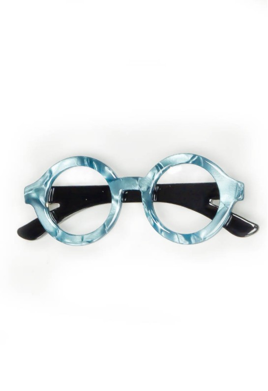 Broche con forma de gafas azules