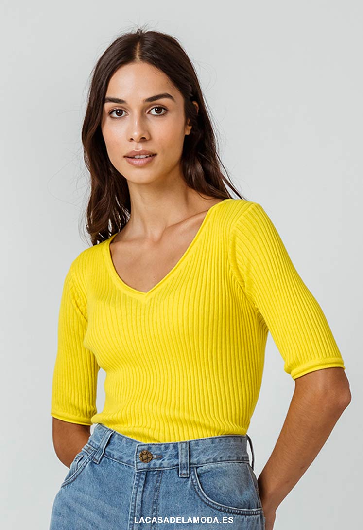 Camiseta algodón amarilla - LACASADELAMODA